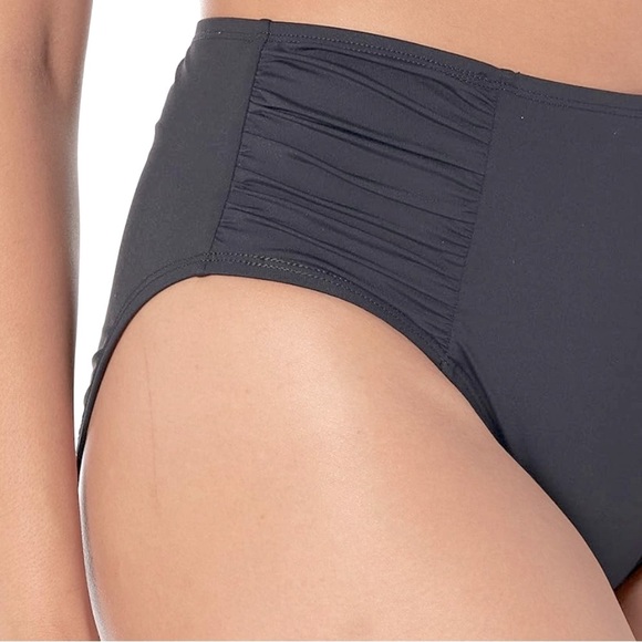 NWT LA BLANCA Island Goddess High Waist Tummy Control Bikini Bottom in Black 8 - Picture 2 of 6